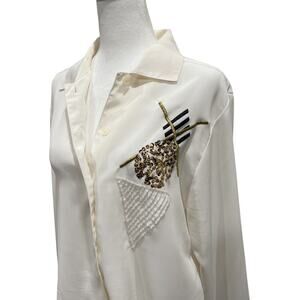 CLAUS Women Shirt 10 Party NYE Vintage‎ Martini 80S Beaded Sequins